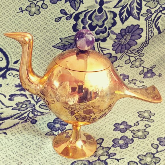 Glossy Brass Sculptured Decor | Jonathan Adler Bird - Picture 1 of 5